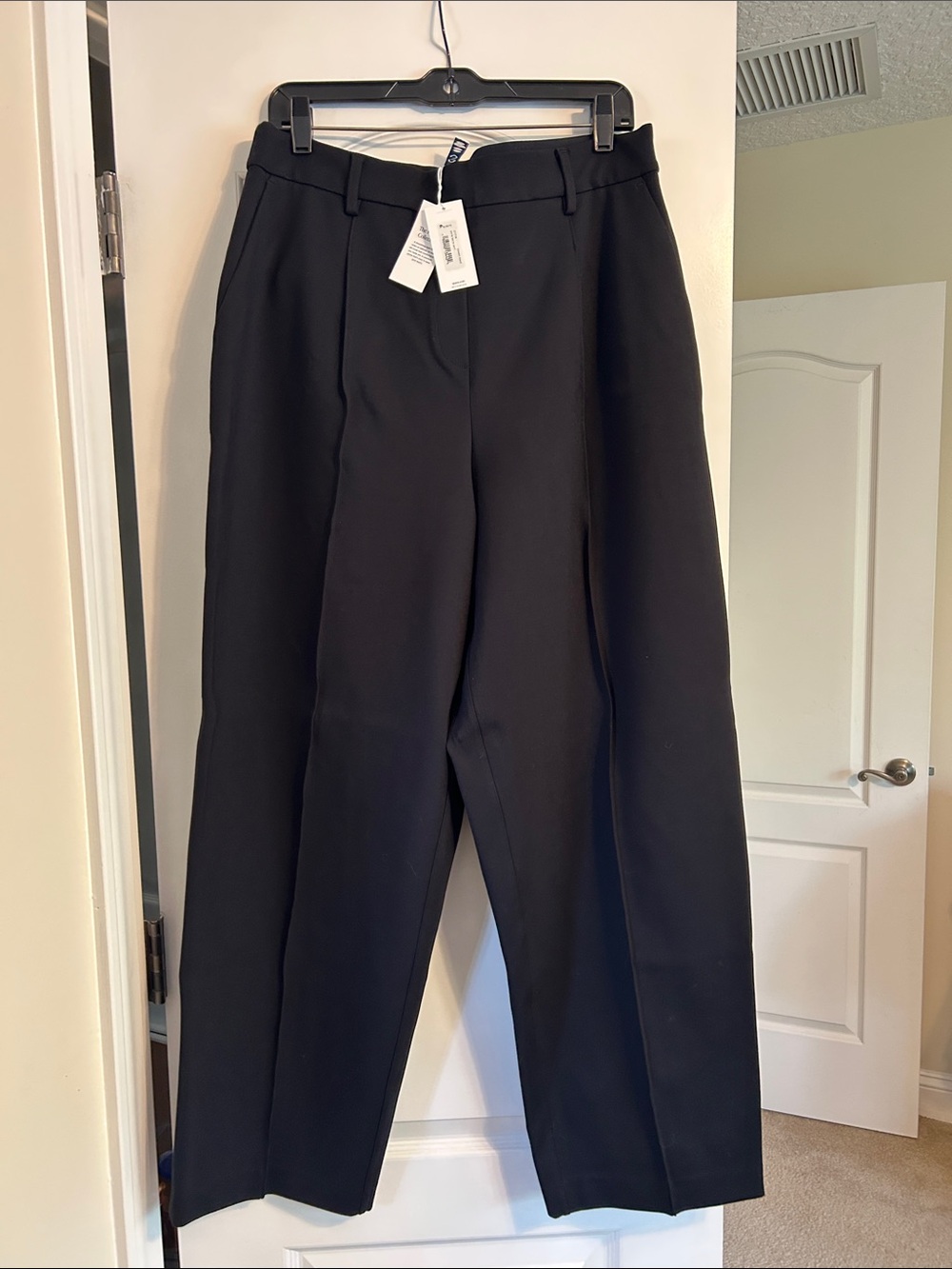 SPANX Black High-Rise Straight-Leg Trousers